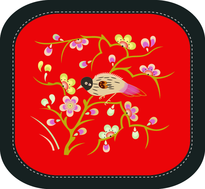 中國(guó)傳統(tǒng)刺繡圖案喜上枝頭系列一，矢量素材