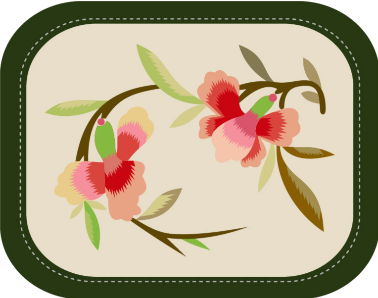 中國傳統(tǒng)刺繡圖案花卉系列六，矢量素材