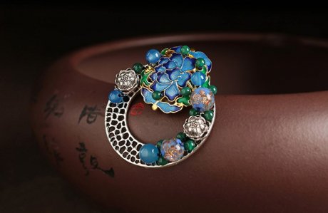 藍(lán)蓮花復(fù)古風(fēng)毛衣胸針，家佳樂(lè)文學(xué)胸花飾品