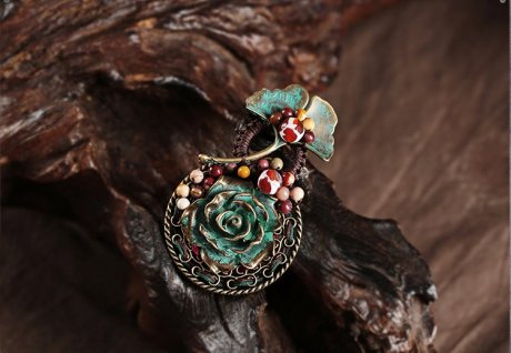 葉痕復(fù)古文藝胸針，民族風風胸花飾品