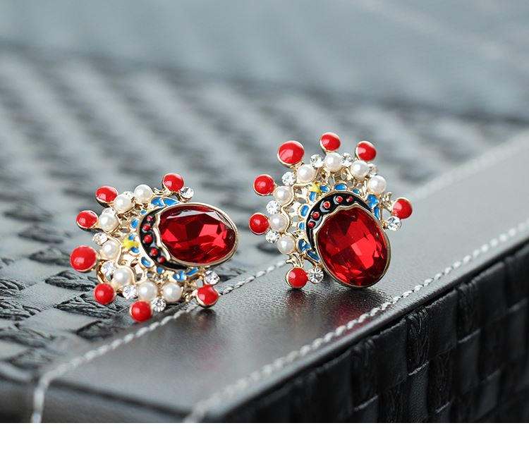 家佳樂(lè)文學(xué)京劇臉譜刀馬旦水晶耳環(huán)