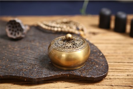 鏤空蝴蝶花紋純銅香爐，仿古沉香檀香熏香盤香