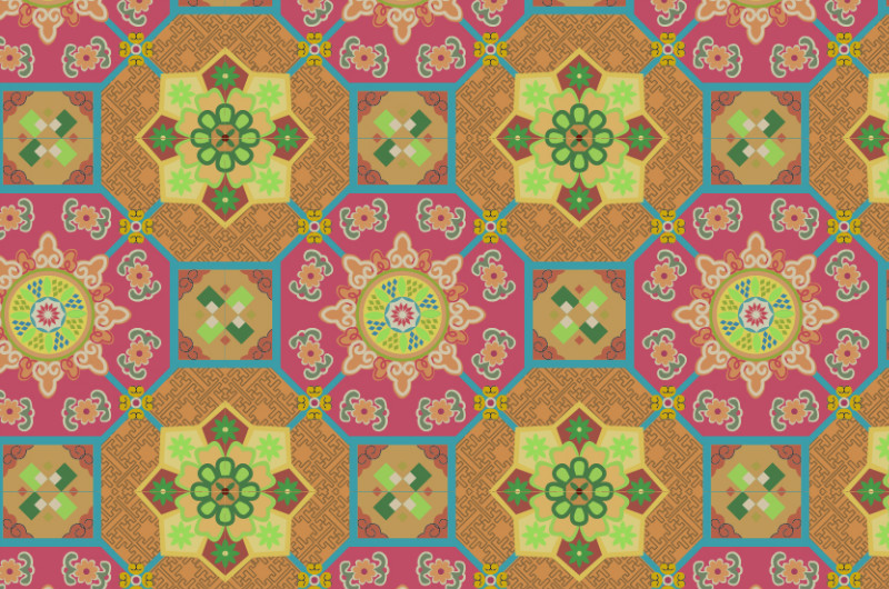 中國傳統(tǒng)織錦圖案1，矢量素材AI圖片