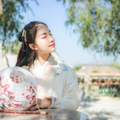 靈動詩意繡花交領(lǐng)漢服，清新古典撞色漢服圖片