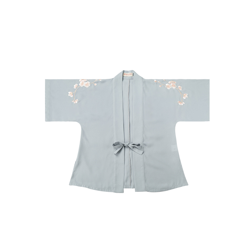 傳統(tǒng)雙袖刺繡漢服上衣，對襟半臂繡花漢服