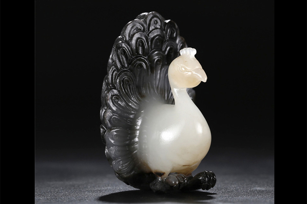 天然和田玉孔雀吊墜，白玉籽料掛件項(xiàng)鏈