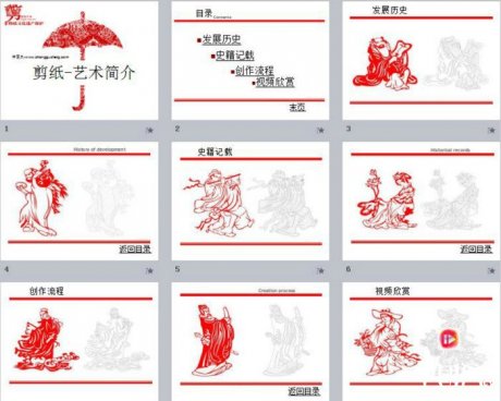 家佳樂(lè)文學(xué)剪紙藝術(shù)PPT模板