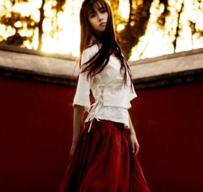 民族風漢元素古風漢服，棉麻女裝漢服美女圖片