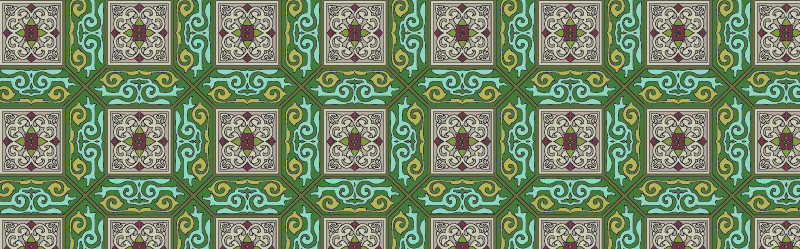 中國傳統(tǒng)織錦幾何圖案與配色，矢量素材AI圖片