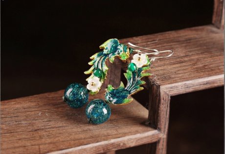 翠羽靈翩耳環(huán)，家佳樂文學琉璃景泰藍鳳凰首飾