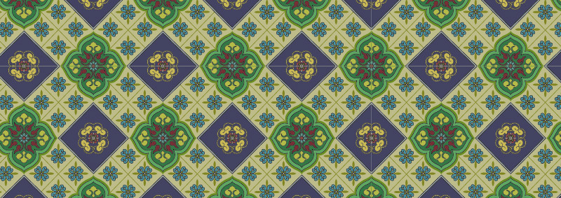 中國(guó)傳統(tǒng)織錦四瓣花圖案與配色，矢量素材AI圖片