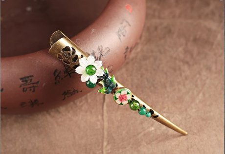 春意盎然發(fā)夾，古典盤(pán)發(fā)大發(fā)夾頭飾