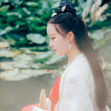 海邊飄逸女子頭像，唯美古風(fēng)真人頭像