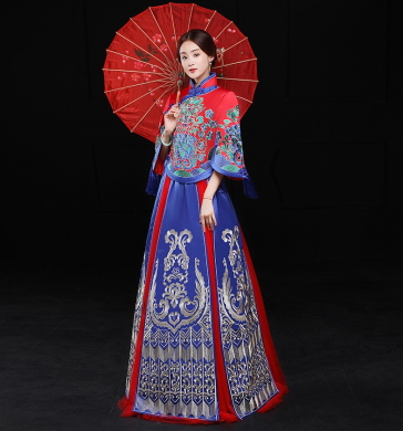 復(fù)古文藝中式禮服，家佳樂文學(xué)新娘結(jié)婚禮服