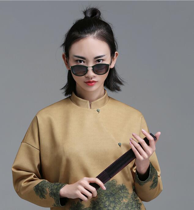 家佳樂文學立領斜襟落肩袖不對稱中式改良唐裝