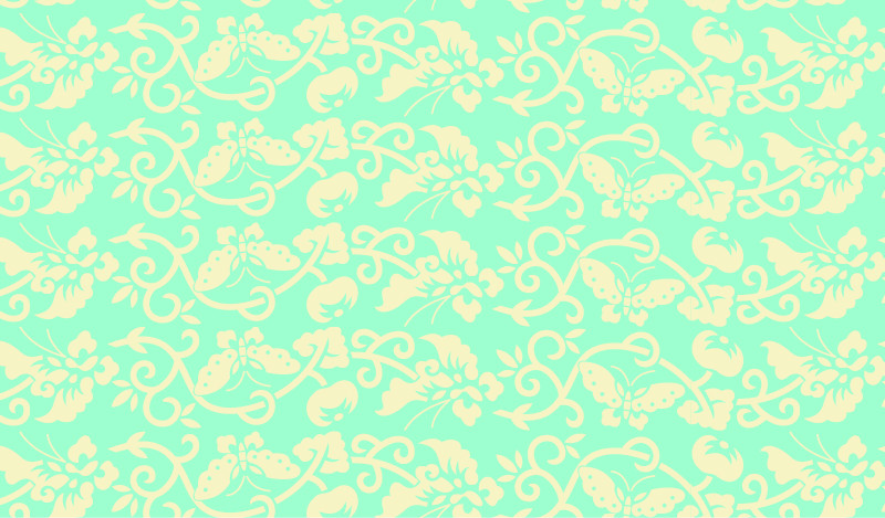 中國(guó)傳統(tǒng)織錦蝴蝶圖案與配色，矢量素材AI圖片