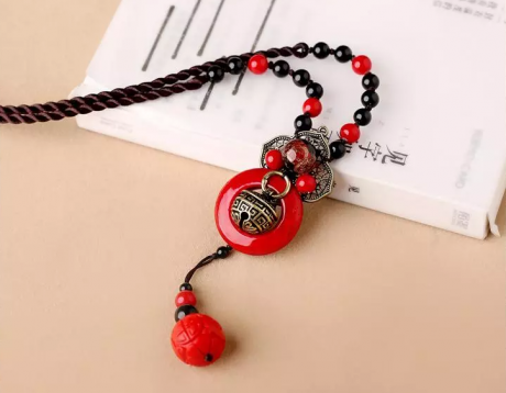 赤子心家佳樂文學項鏈復古紅色吊墜毛衣鏈