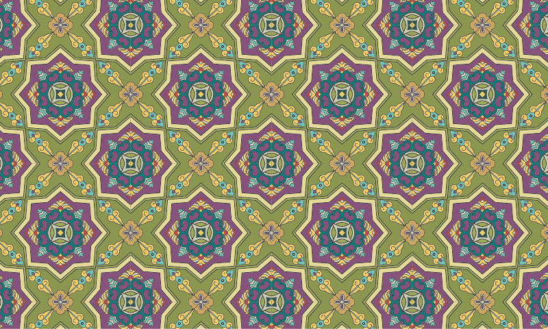 中國傳統(tǒng)織錦菱角八邊形圖案與配色，矢量素材