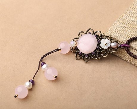 粉妝玉砌項鏈，水晶吊墜復古風毛衣鏈首飾