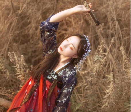 傳統齊胸襦裙，錦繡燙金刺繡漢服圖片