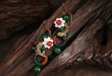 復(fù)古風(fēng)夸張耳墜，貝殼花朵魚(yú)耳環(huán)