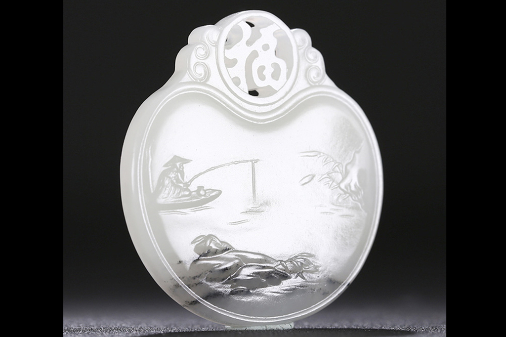 山水玉牌和田玉掛件，天然籽料玉石玉墜