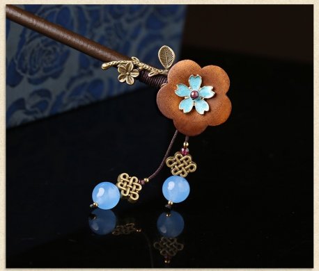 復(fù)古流蘇發(fā)簪步搖，木花民族風(fēng)簪子頭飾