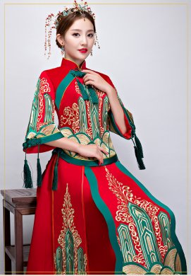 家佳樂(lè)文學(xué)秀禾服中式禮服，新娘結(jié)婚禮服