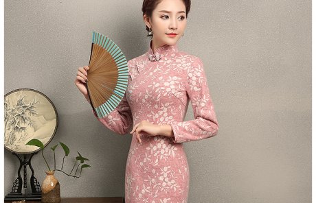 蒂香中長款旗袍，粉嫩清純旗袍裙