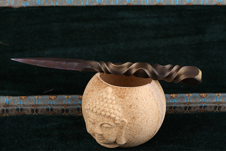 花紋鋼茶針茶錐手工普洱開茶刀，冷兵器茶具配