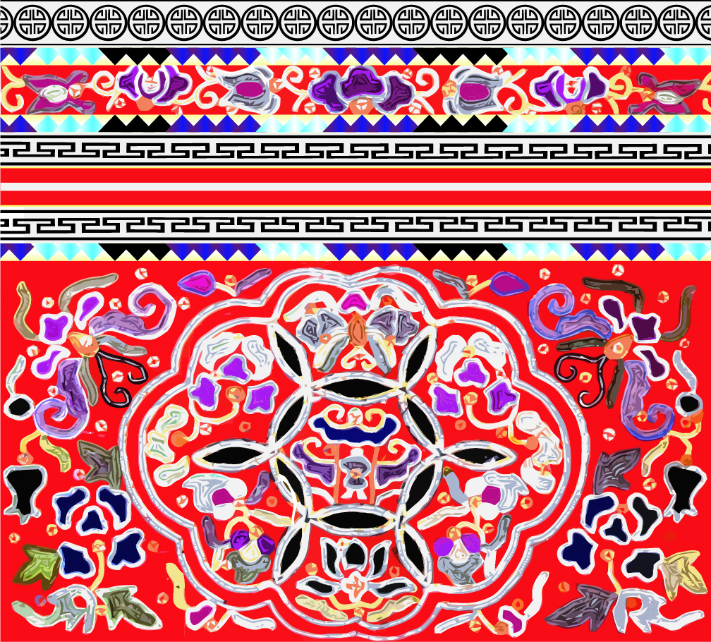 中國(guó)傳統(tǒng)織物圖案花卉回形紋，矢量素材