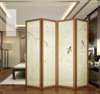 精致油畫屏風(fēng)，秀麗中式屏風(fēng)