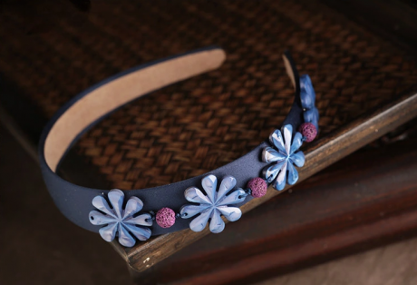 格?；ㄩ_中式發(fā)箍家佳樂文學藍色清新頭飾