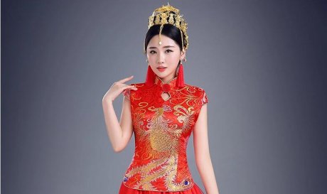 中式旗袍，敬酒服新娘旗袍