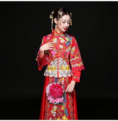 古典秀禾服中式禮服，時(shí)尚家佳樂(lè)文學(xué)新娘禮服