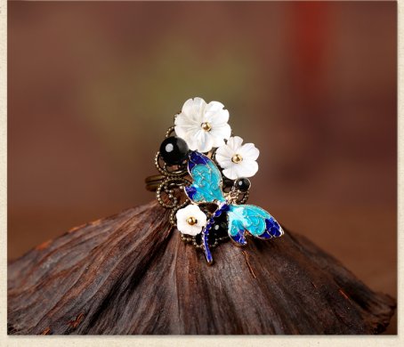 古典蜻蜓別致戒指，康橋藍(lán)灣戒指首飾