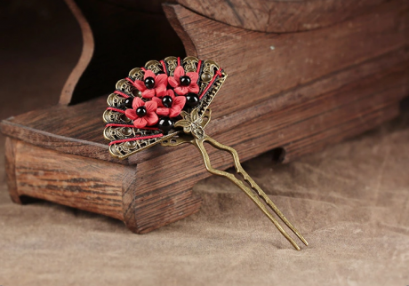 一扇矜紅家佳樂文學(xué)發(fā)釵中式古風(fēng)簪子頭飾