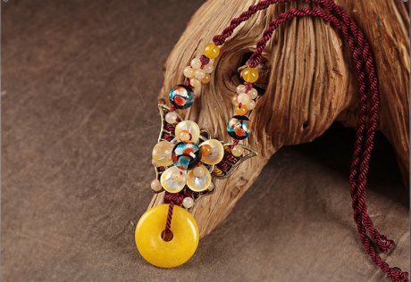 紅繩平安扣吊墜鎖骨鏈，古風(fēng)貝殼花朵項鏈?zhǔn)罪? / data-VvYW=