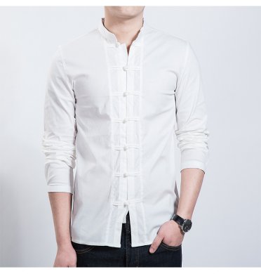 家佳樂文學(xué)男裝民族風(fēng)盤扣襯衣男青年中山裝