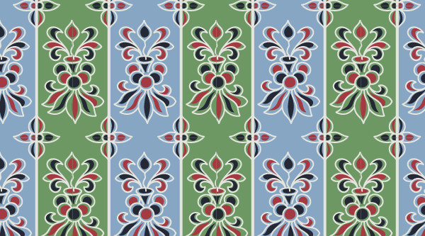 中國傳統(tǒng)唐代服飾條紋穿枝花紋圖案，矢量素材