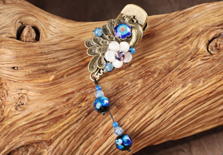 家佳樂文學古典孔雀發(fā)夾復古鴨嘴夾頭飾