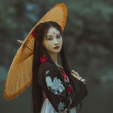 紅妝帶傘古風(fēng)頭像，唯美古風(fēng)真人女子頭像