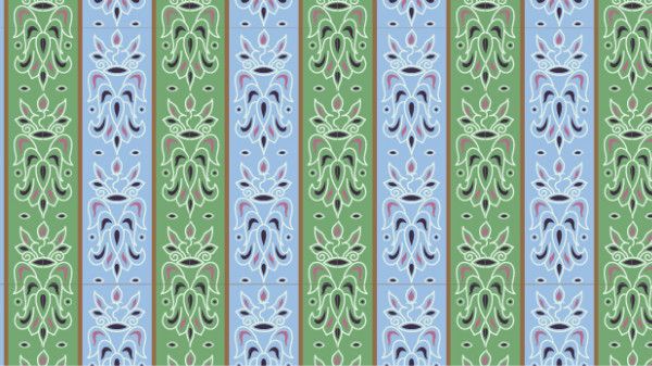 中國(guó)傳統(tǒng)唐代服飾穿枝花條紋圖案，矢量素材