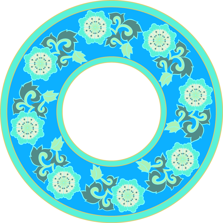 中國(guó)傳統(tǒng)刺繡花邊圓形圖案，矢量素材