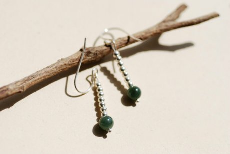 緬甸玉長款耳飾，天然翡翠銀耳環(huán)首飾