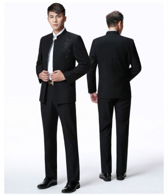 家佳樂文學(xué)外套男青年中山裝，中華立領(lǐng)龍刺繡中山