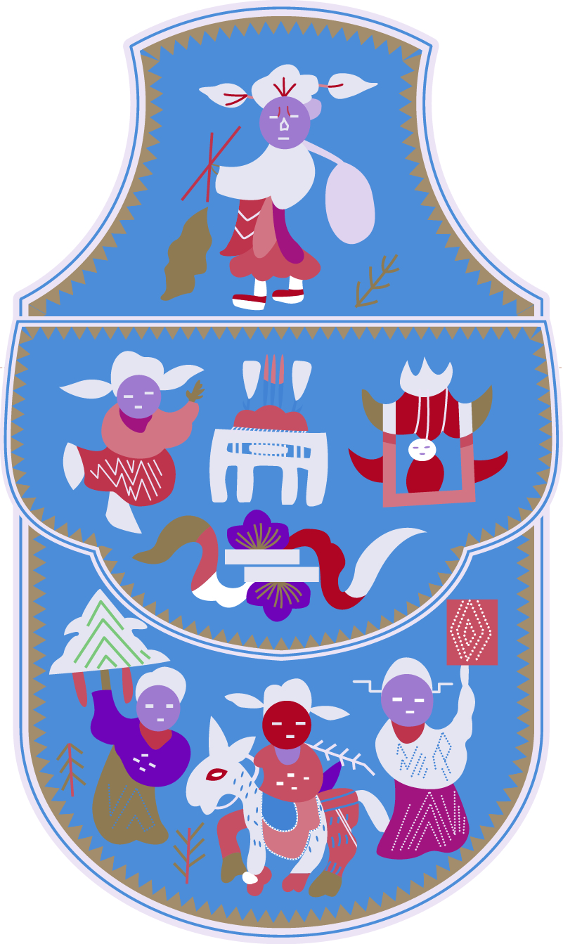 中國傳統(tǒng)刺繡古典人物荷包圖案，矢量素材