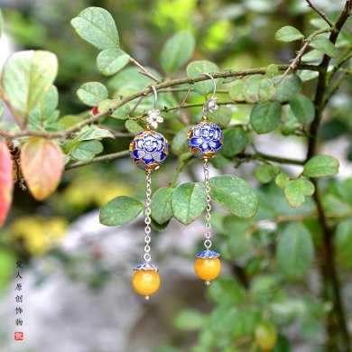 游園驚夢流金耳飾，銀牡丹長款耳環(huán)首飾