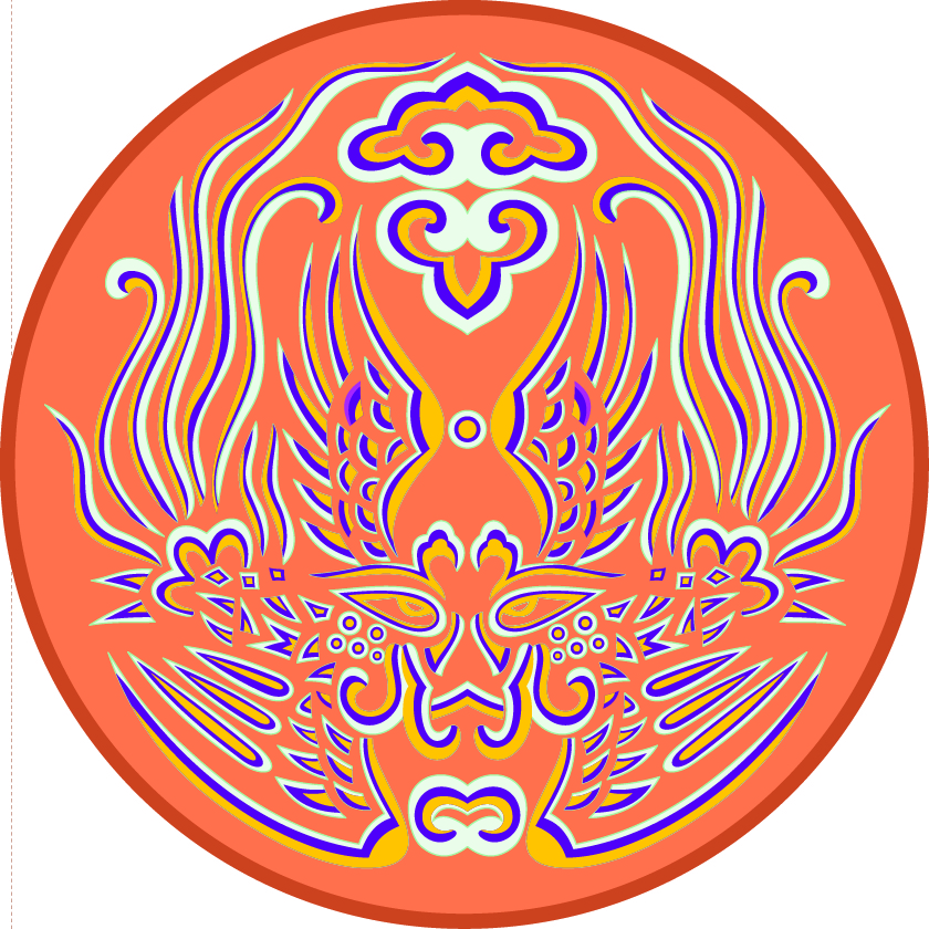 中國(guó)傳統(tǒng)刺繡古風(fēng)臉譜圓形圖案，矢量素材