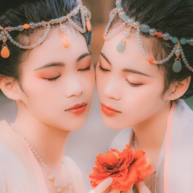 并蒂花閨蜜頭像，唯美古風(fēng)真人頭像